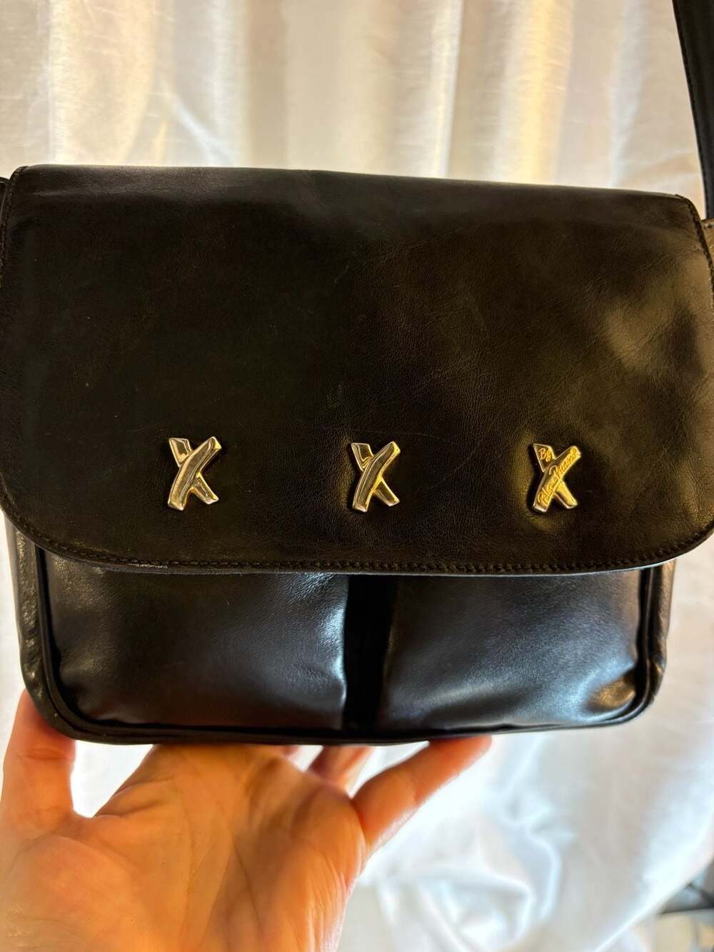 Vintage By Paloma Picasso Black Leather Crossbody Bag